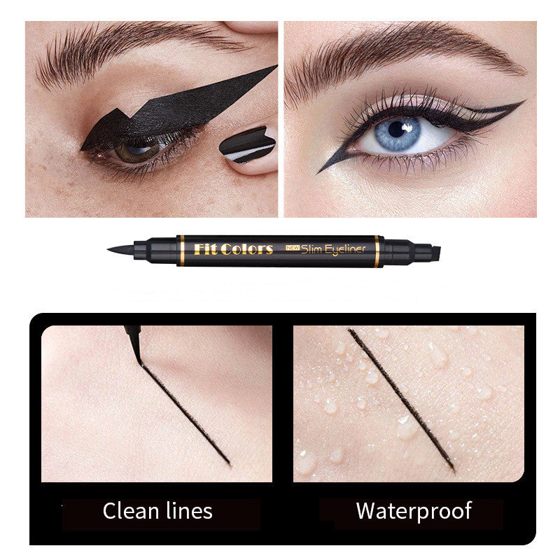 Double Headed Triangular Wing Waterproof Sweat Proof Eyeliner Dye Resistant Liquid Pen - My Store