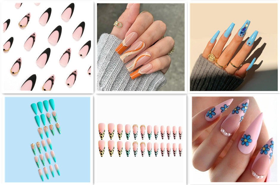 Extravagant Striped Diamond Fake Nails