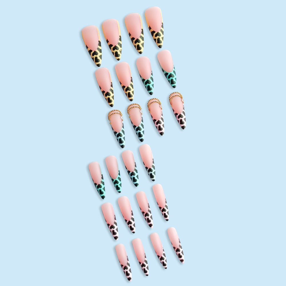 Extravagant Striped Diamond Fake Nails